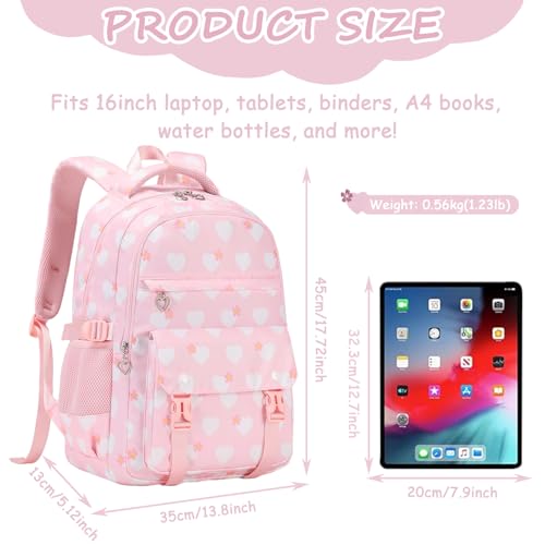 Joyfulife Kids Backpack with Lunch Box, Lightweight Water Resistant Backpack for Girls, Elementary Primary Middle Student School Bags Bookbags Set2