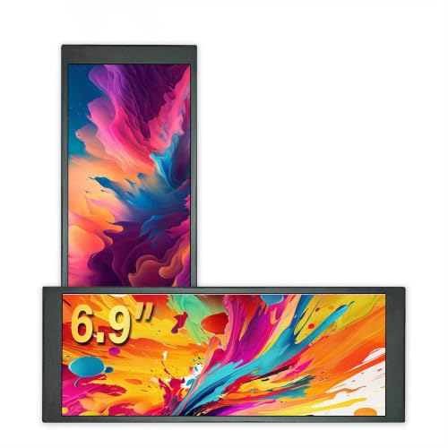 Image of 6.9-inch Bar Display, 1920x480, Metal Shell IPS Portable Monitor with USB-C Port. Compatible with Raspberry Pi, Laptop Aida64 Monitoring, GPU /CPU Stats, and PC Case Mini Screen (P69)