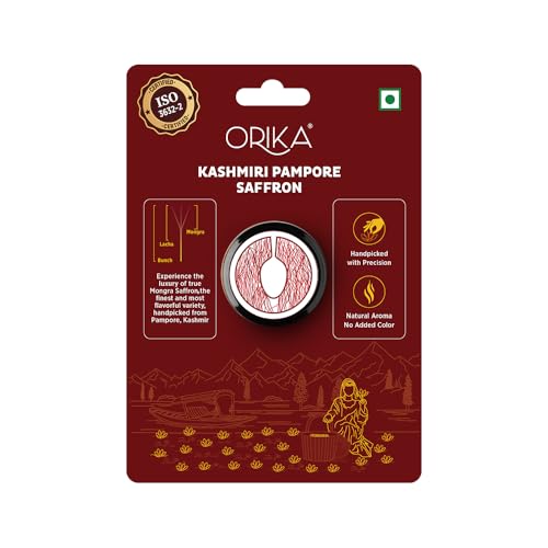 Image of Orika Kashmiri Pampore Saffron /Kesar - 0.5g | Authentic Flavor, Natural & Pure Saffron for Cooking, Baking, & Wellness