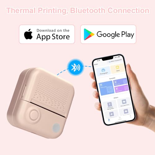 Zuukoo Mini impressora, máquina de adesivos térmicos com 3 rolos de papel, impressora portátil sem f