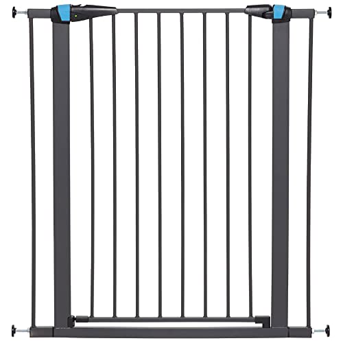 MidWest Homes for Pets 29 Inches Tall Walk-Through Steel Pet Gate, Pressure Mounted Dog Gate with Glow Strip Measures 29H x 29.5-38W Inches & Includes Two 3-Inch-Wide Extensions, Graphite by MidWest Homes for Pets - Used condition - US$34.91