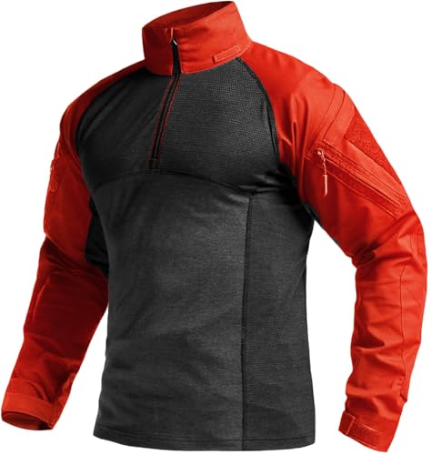 Image of CQR Men's Tactical Combat Shirt, 1 /4 Zip Long Sleeve Breathable Military BDU Training Top for Shooting, Hunting, Range Use