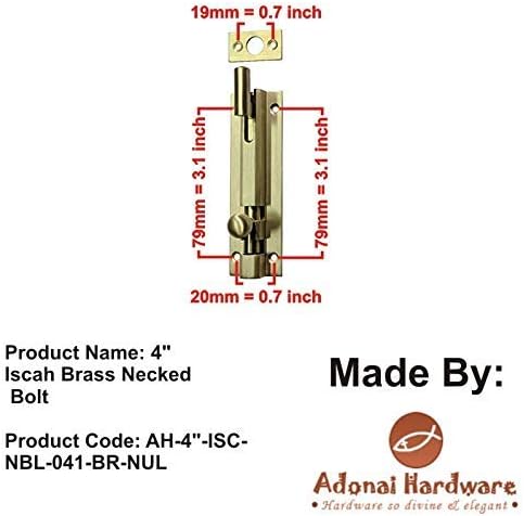 Adonai Hardware 4" Brass Necked Bolt (Antique Brass)