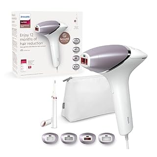 Philips Lumea 8000 Series, dispositivo di epilazione IPL, alternativa ai dispositivi di epilazione laser, con tecnologia SenseIQ, 4 accessori per corpo, rifinitore a penna Satin Compact, BRI949/00
