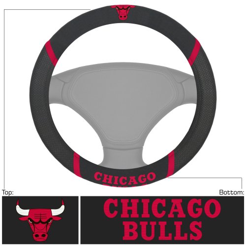 Fanmats 14846 Chicago Bulls Embroidered Steering Wheel Cover Black 15 Inch X 15 Inch thumb #1