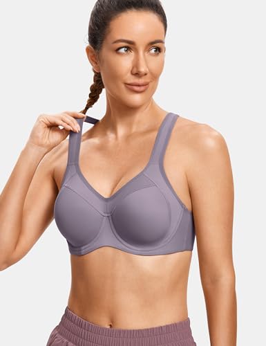 Image of SYROKAN Women's Full Support High Impact Racerback Lightly Lined Underwire Sports Bra