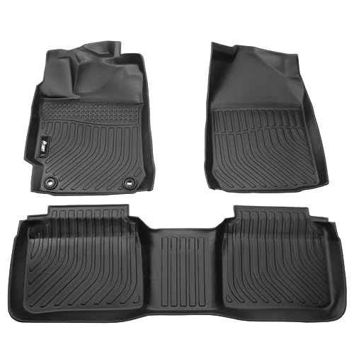 FREEMOTOR802 Compatible with 2015-2017 Toyota Camry Floor Mats, 3D Molded Custom Carpets 1st 2nd Row Front Rear Protection 3PC Pad Black TPE Thermo Plastic Elastomer All Weather Liner Protector
