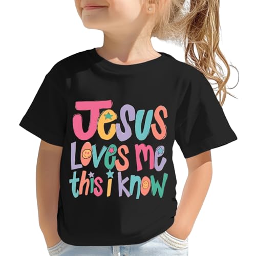 Image of BINTEHGS Jesus Shirts for Kids Christian Graphic Tees for Girls Religious God Tshirts Inspirational Bible Verse Cute T-Shirts