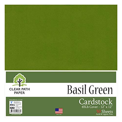 Image for Basil Green Cardstock - 12 x 12 inch - 65Lb Cover - 50 Sheets - Clear Path Paper