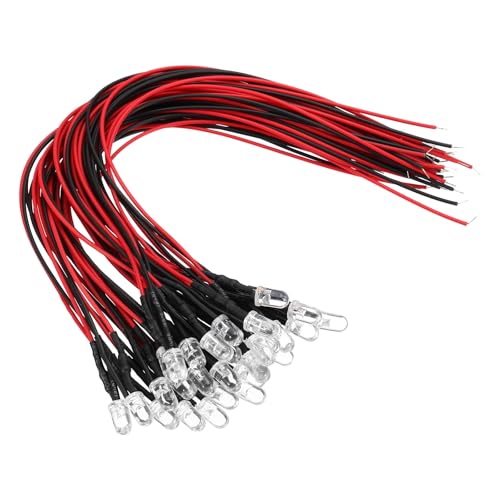Image of VIAPUICE 30 Pcs 5mm Pre Wired LED Diode Light Emitting Diodes Black 12V