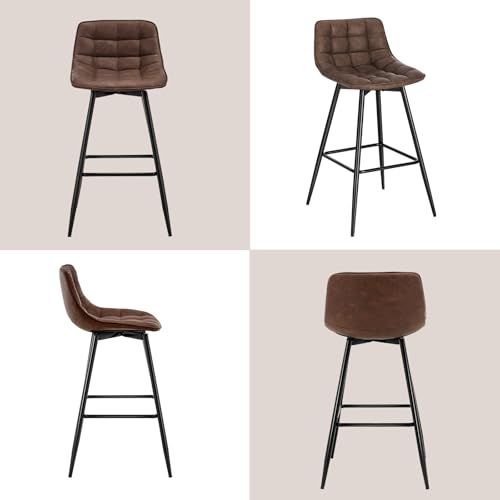 Lot 2 tabourets bar design similicuir brun - WOLTU