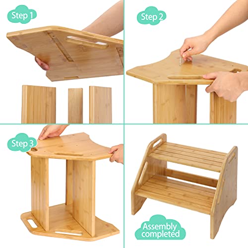 Ambird 2STEPSTOOL-NT Wooden Step Stool, Two Step Stools Toddler 300 Lbs Capacity thumb #7