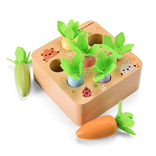 XIAPIA Jouets en Bois pour Bébés 1 2 3 Ans, Jouets d'habileté Sportive Educatifs, Jeux de Classification Montessori, Puzzles en Bois, Récolte de Carottes pour Enfant comme Cadeaux d'anniversaire Cover