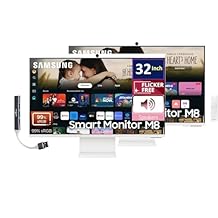 Samsung 32-Inch M8 M80D 4K UHD Smart Monitor with Streaming TV, Speakers, HDR10+, AI Upscaling, Ergonomic Stand, Slimfit Camera, Gaming Hub, USB-C & DKZ USB Port Expander,LS32DM801UNXZA 2 Pack