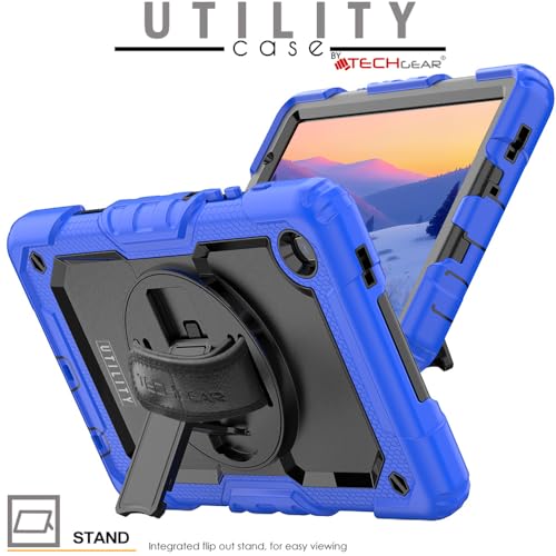 TECHGEAR UTILITY Case fits Samsung Galaxy Tab A7 Lite 8.7" (SM-T220 / SM-T225) Tough Rugged HEAVY DUTY Armour Shockproof Impact Case with 360 Rotating Stand, Hand Strap and Shoulder Strap - Blue - Image 2