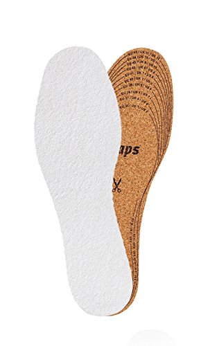 Natural Cork Insoles with Terry Cloth, Ultra Light Shoe Insoles Men and Women, Kaps Cork Frotte