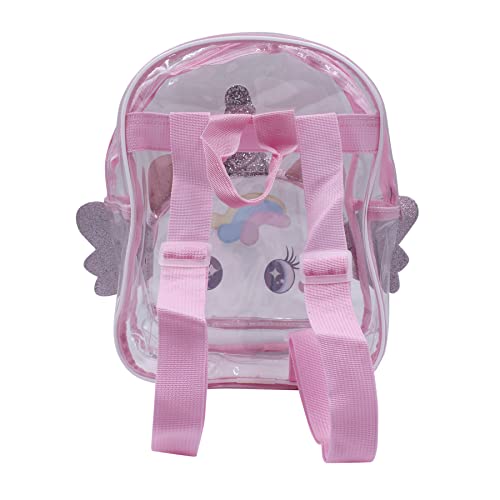 Women Lady Clear Daypack Transparent Shoulder Bag Casual for Daily Travel Outdoor, Unicorn Pink3