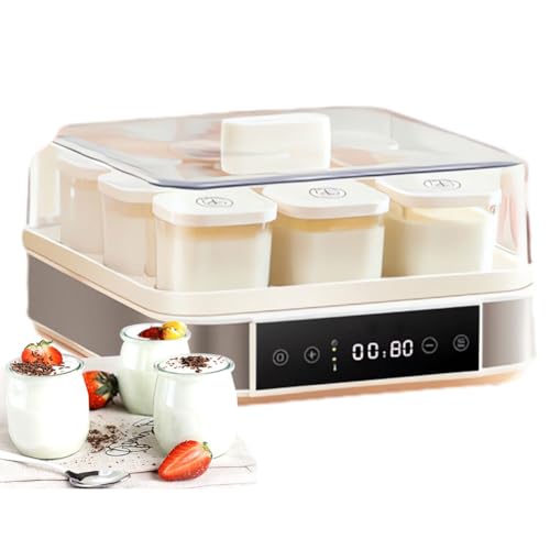 Yogurtera, Yogurtera Digital Automática con Control de Temperatura y Tiempo Ajustables, Máquina de Fermentación con Frascos de Vidrio de 9 Piezas, para Masa de Yogur, Natto, Vino de Arroz
