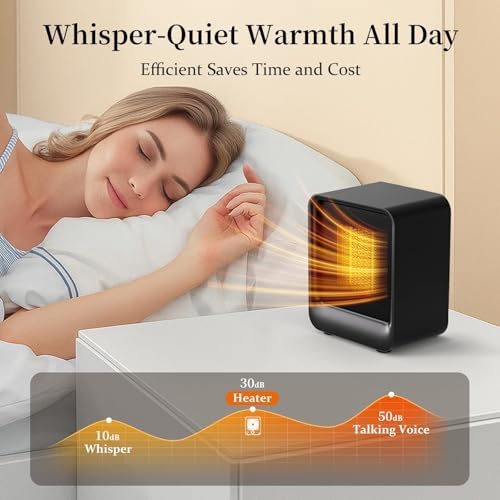Lerat Space Heater, Portable Mini Heater for Indoor Use, 500W Fast Heating Small Desk Heater with Overheating & Tip-Over Protection, Lightweight Electric Heaters for Office, Home, Camping (Black) - 4
