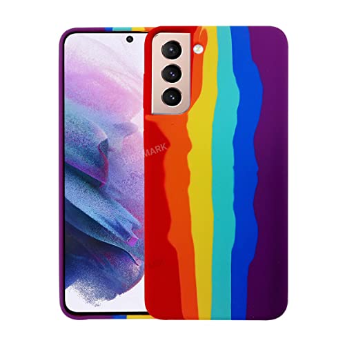 Image of LIRAMARK Liquid Silicone Soft Back Cover Case for Samsung Galaxy S21 (Rainbow)
