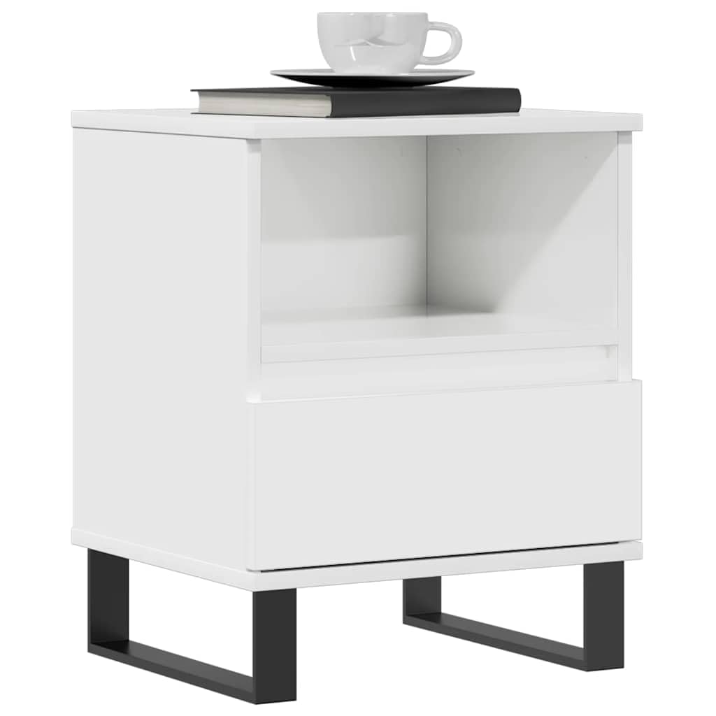 Eleganter Nachttisch mit Schublade und Fach aus Holzwerkstoff, Stabile Beistelltisch mit Metallbeinen und Feuchtigkeitsbeständige Oberfläche für Wohnzimmer und Schlafzimmer
