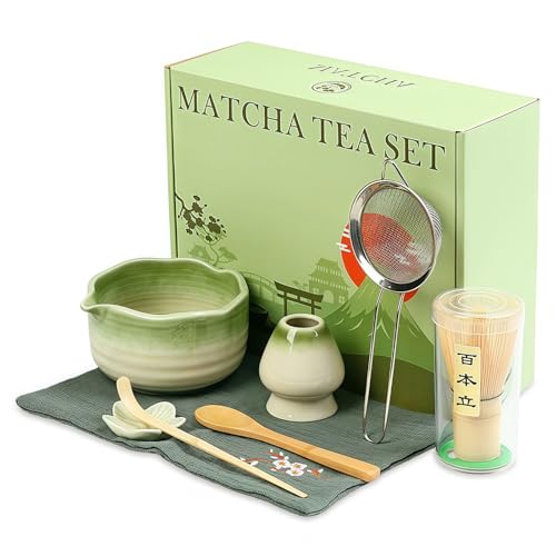 8 Zestaw do Matchy – Miseczka Matchy, Trzepaczka do Chasenu, Podstawka do Chasenu, łYżEczka do Herbaty, śCiereczka Kuchenna I Podstawka