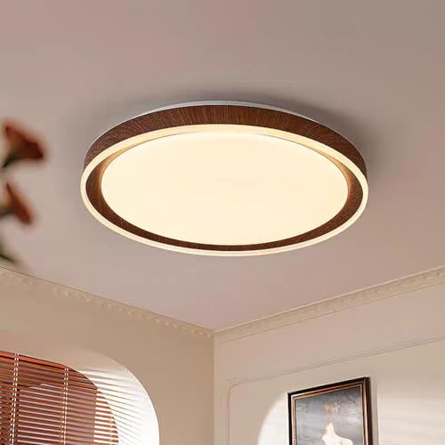 Plafonnier LED dimmable en bois clair de 40cm avec télécommande pour salon - 6