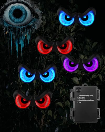 Halloween Decorations 5 Pack Glowing & Flashing LED Eye Lights for Indoor/Outdoor Use Bush Yard Window Party