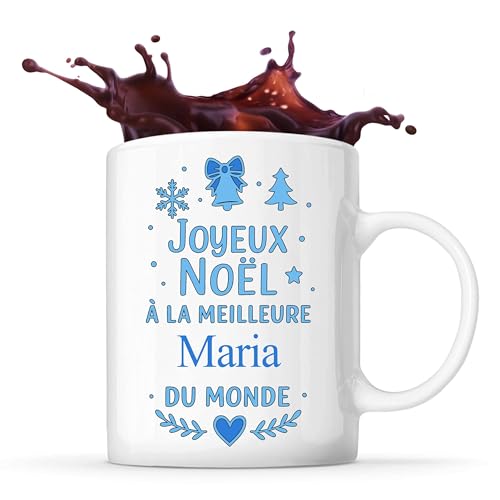 Planetee Mug Joyeux noël à la meilleure Maria - Tasse Originale - Secret santa Cadeau Noël Humour Insolite Collègue