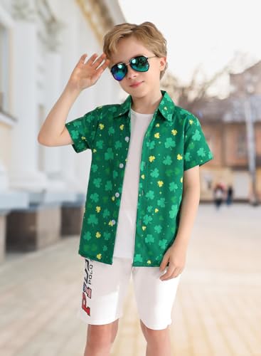 Image of XiaoMoSha Hawaiian Shirts for Boys Button Down Shirt Short Sleeve Shirts Girls Hawaiian Shirt Summer Beach Tops for Kids
