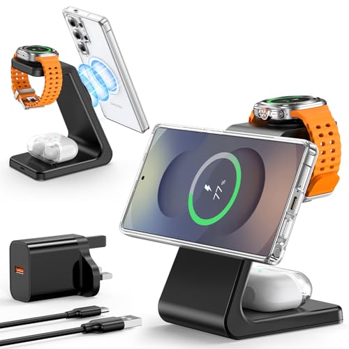 Station de charge Mag-Safe 3 en 1 pour Samsung Galaxy S25 Ultra et chargeur Galaxy Watch