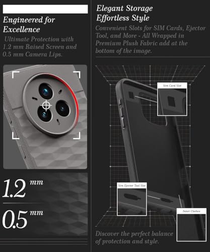 Image of WOW IMAGINE Back Cover for Realme 14 Pro 5G with Hexa Cube Design | Ultra Slim Soft Rubberised Case | Inner Velvet Fabric | Matte Silicone Flexible Mobile Case | Camera Protection - Grey