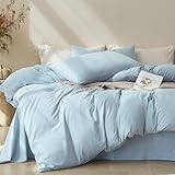 Picture of JELLYMONI Duvet Cover King Size - 100% Washed Cotton Comforter Cover with Linen-Like Texture, Breathable & Soft Bedding for Modern Home, Guest Room and Everyday Use,1 Duvet Cover & 2 Pillowcases