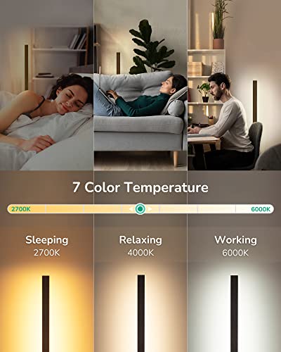 Edishine Wooden Led Corner Floor Lamp With Remote, Minimalist Dimmable Atmosphere Light, Modern Standing Mood Lighting For Living Room, Bedroom, Studio, Office, 7 Color Temperature 2700~6000K, 46" #TOP2