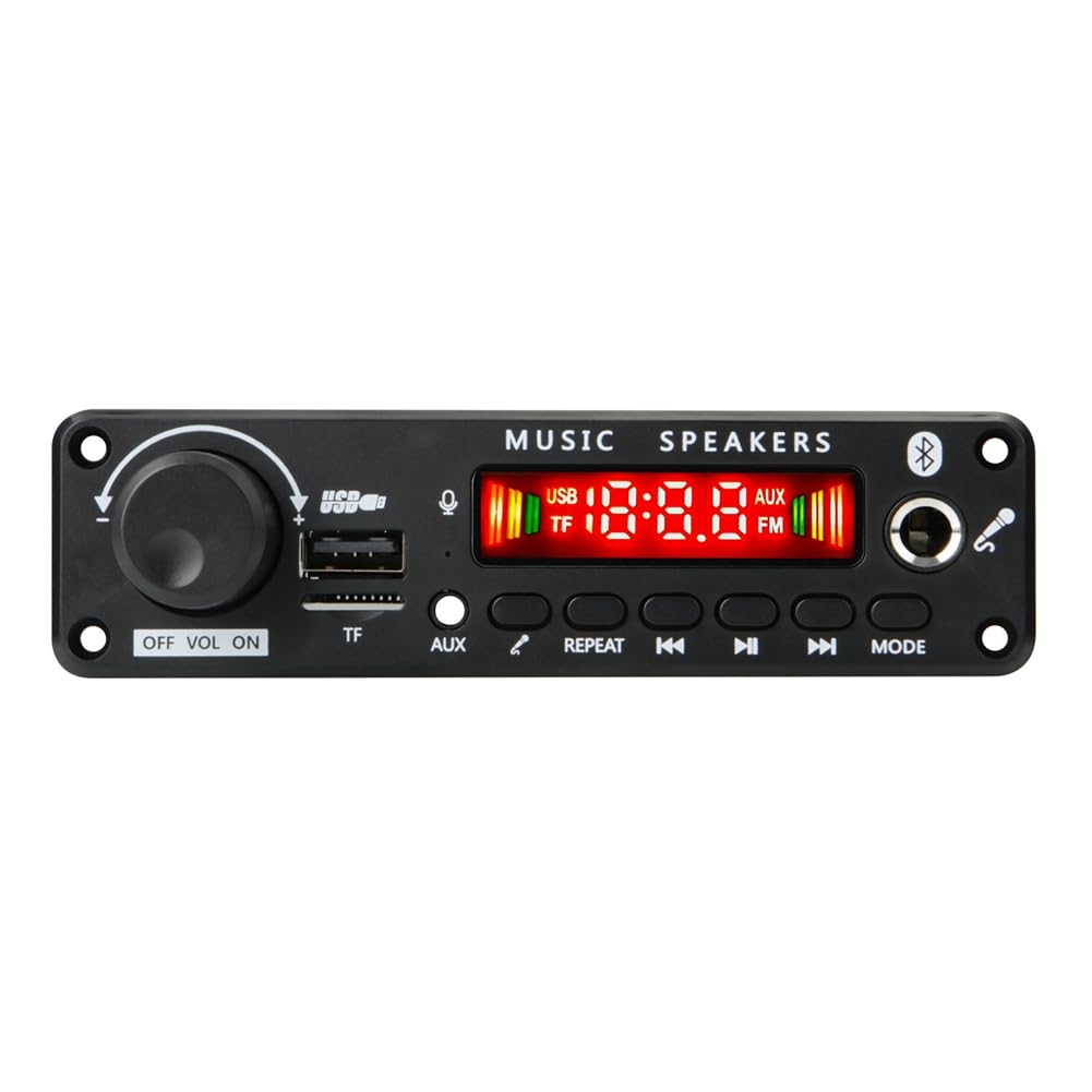 2x100W 12V Amplificador Reproductor de Audio Bluetooth 5.0 Placa Decodificadora de MP3 Reproductor de MP3 Módulo de Radio FM para Automóvil TF Micrófono USB Grabar Llamada