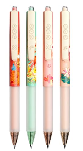 Bolígrafos retráctiles de gel M&G Lucky Koi, punta fina 0.5mm, tinta negra, pack 4
