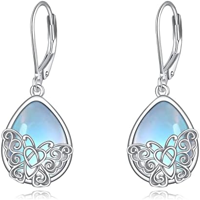 DAYLINLOVE Butterfly Earrings Sterling Silver Moonstone Butterfly Drop Dangle Earrings Butterfly Jewelry Gifts For Women Girls