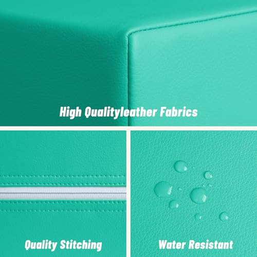 Image of TODIBY 6-Piece Soft PU Leather Toddlers Climbing Toys, Baby Foam Climbing Blocks for Toddlers 3, Indoor Climb and Crawl Activity Play Set, Foam Play Gym Climbing Structures (Orange and Green)