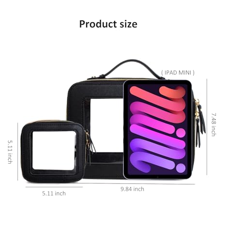 Image of LETGO Clear Mahjong Tiles Bag - TSA Approved Toiletry Bags with Zipper, Makeup Organizer for Carry-on Travel Essentials, Cosmetic Bags for Women & Men (Large Black)
