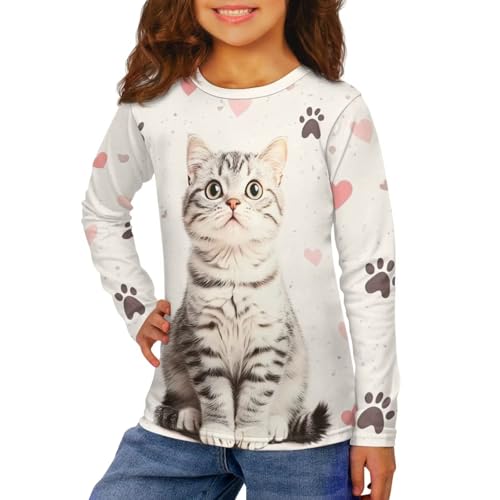 Cute Tops for Girls 3-16 Cute Crew Neck Tees Long Sleeve Shirts Kids Athletic Top Trendy Blouse for Casual Holiday2