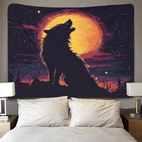 Couverture murale 3D loup grand format en polyester doux lavable - 4