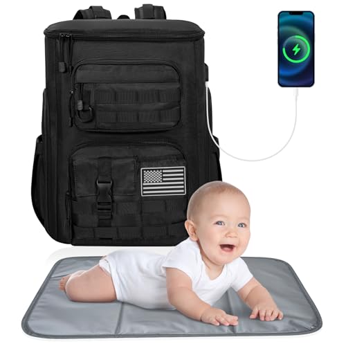 Ouutmee Dad Diaper Bag, Military Diaper Backpack, Large Baby Nappy Bag For Men With Diaper Changing Mat Usb Charging Port Stroller Straps And Insulated Pocket thumb #1