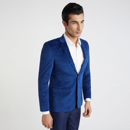 Image of Parx Men's Urban Fit Pure Terylene Notch Lapel Print Pattern Full Sleeve Casual Blazer