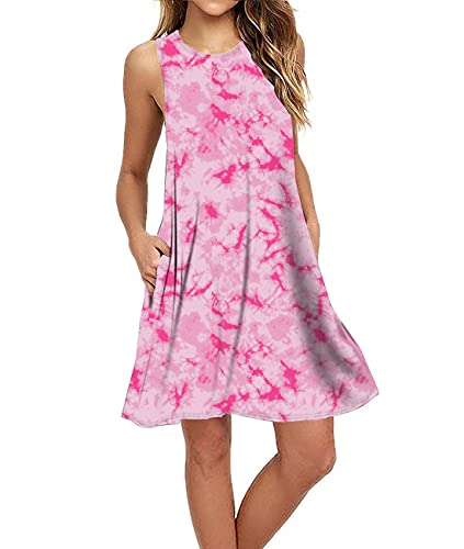 Image of Summer Dresses for Women Casual Sleeveless Swing Sundress with Pockets