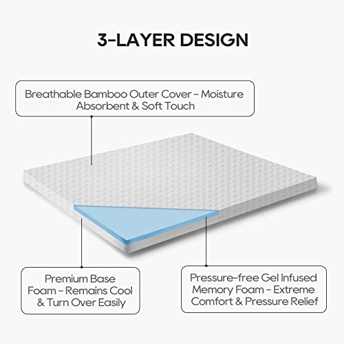 Gel Infused Memory Foam Mattress Topper With Breathable Bamboo Cover - 3 Inches Soft Mattress Pad For Kids Children Dorm Bed, Zero Pressure Mattress Topper For Back Pain Relief, Twin 38"X75"X3" #TOP1