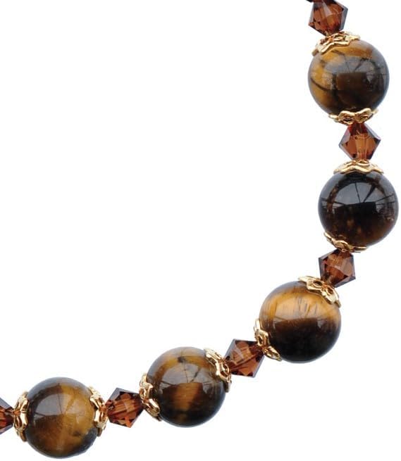 Sine Cera Tiger Eye/Gold Trim 1 Decade Catholic Rosary Bracelet, Round 8mm Beads - Image 3