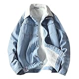 Genérico Chaqueta Vaquera Borrego Hombre Cazadora Vaquera Invierno, Solapa Con Múltiples Bolsillos Con Botones Holgados Chaquetas Manga Larga color Sólido Casual Retro Moda Abrigo
