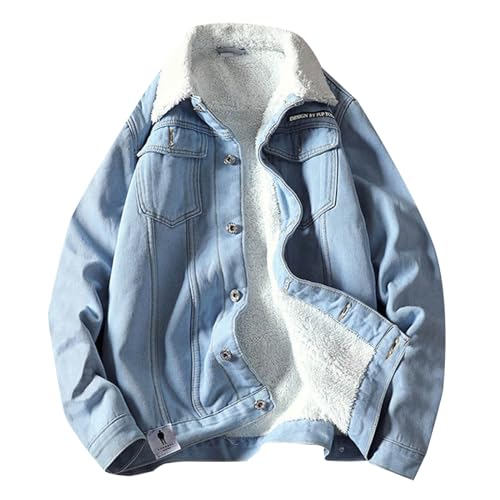 Chaqueta vaquera hombre cazadora trucker sherpa abrigo de entretiempo holgado