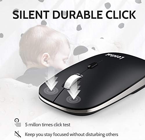 Wireless Mouse for Laptop Silent Cordless 2.4G USB Slim Mouse Wireless Optical Ambidextrous Computer Mobile Mouse, 1600DPI with 3 Adjustable Levels for Windows 10/8/7/XP/Mac/Macbook Pro/Air/HP/Lenovo