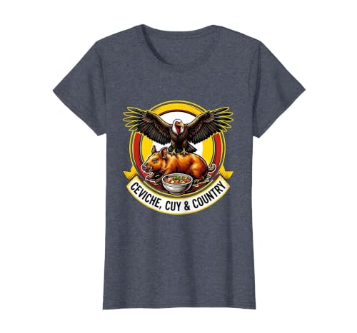 Ceviche, Cuy & Country Andean Pride Design T-Shirt, Women, Heather Blue, 3X-Large